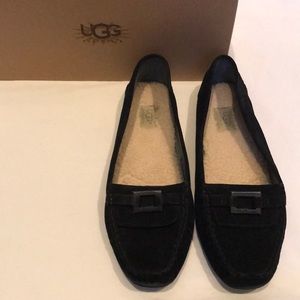 UGG Abroad Black Suede Moccasin Loafer
